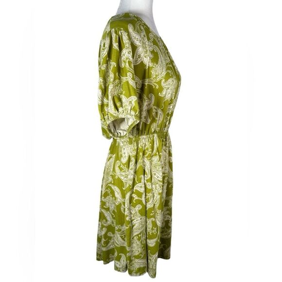 Daily Practice by Anthropologie Chartreuse Green Paisley Print Mini Dress - Picture 4 of 10